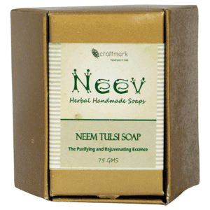 Neev Neem Tulsi soap 75g Ayurvedic herbal soap for antibacterial skin cleansing and care imported from India by Ayurkai